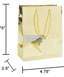 4.75x6.75 Metallic Gold Tote Gift Bags Glossy Paper Shopping Bag With Handle Dimensions