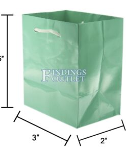 3x3.5 Teal Blue Tote Gift Bags Glossy Paper Shopping Bag With Handle Dimensions