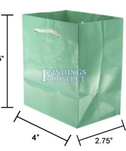 4x4.5 Teal Blue Tote Gift Bags Glossy Paper Shopping Bag With Handle Dimensions