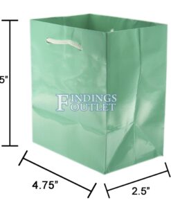 4.75x6.75 Teal Blue Tote Gift Bags Glossy Paper Shopping Bag With Handle Dimensions