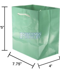 7.75x9.75 Teal Blue Tote Gift Bags Glossy Paper Shopping Bag With Handle Dimensions