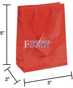 3x3.5 Red Tote Gift Bags Glossy Paper Shopping Bag With Handle Dimensions