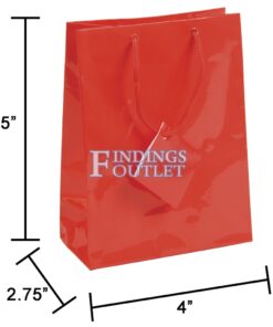 4x4.5 Red Tote Gift Bags Glossy Paper Shopping Bag With Handle Dimensions