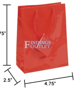 4.75x6.75 Red Tote Gift Bags Glossy Paper Shopping Bag With Handle Dimensions