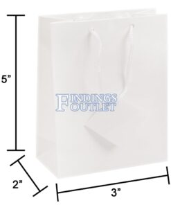 3x3.5 White Tote Gift Bags Glossy Paper Shopping Bag With Handle Dimensions