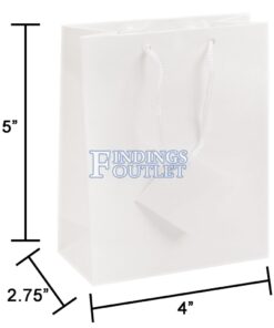 4x4.5 White Tote Gift Bags Glossy Paper Shopping Bag With Handle Dimensions