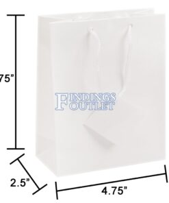 4.75x6.75 White Tote Gift Bags Glossy Paper Shopping Bag With Handle Dimensions