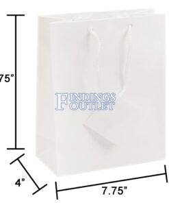 7.75x9.75 White Tote Gift Bags Glossy Paper Shopping Bag With Handle Dimensions