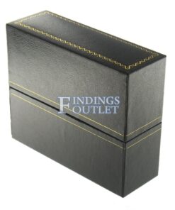 Black Leather Classic Bangle Watch Box Display Jewelry Gift Box Closed