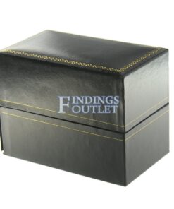 Black Leather Classic Bracelet Bangle Watch Box Display Jewelry Gift Box Closed