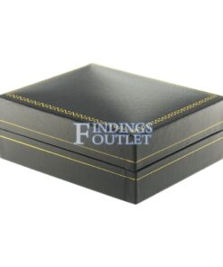 Black Leather Classic Pendant Box Display Jewelry Gift Box Closed