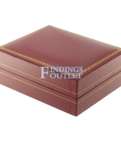 Red Leather Classic Pendant Box Display Jewelry Gift Box Closed