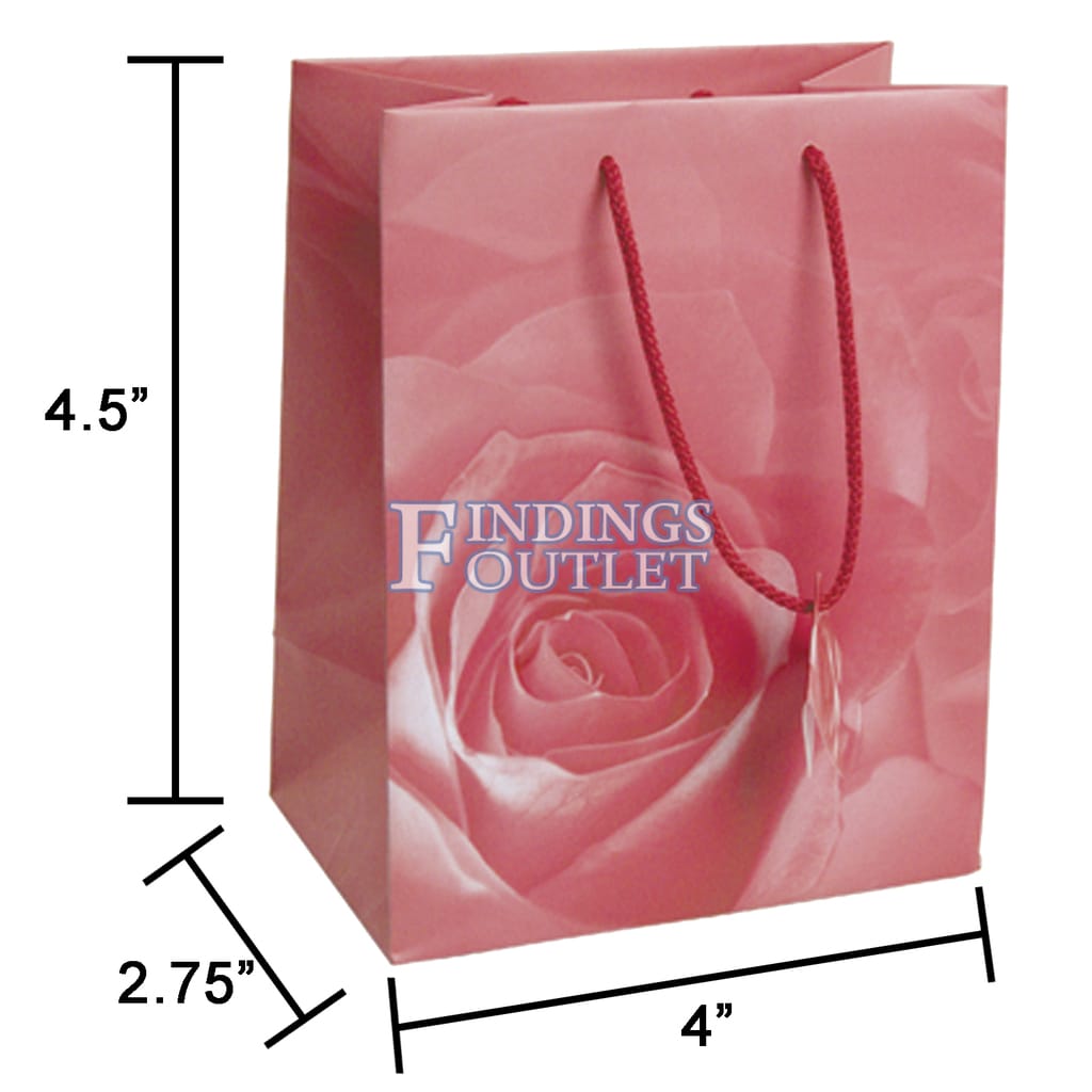 Download 4x4 5 Pink Rose Tote Gift Bags Glossy Paper Shopping Bag With Handle Pack Of 20 Findings Outlet