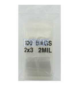 2x3 Plastic Resealable Bags Clear Zip Lock 2 Mil w/ Writing Block Pack of 100