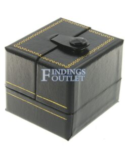 Black Leather Double Door Ring Box Display Jewelry Gift Box Closed