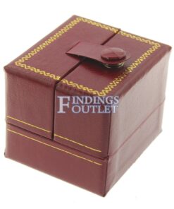 Red Leather Double Door Ring Finger Box Display Jewelry Gift Box Closed