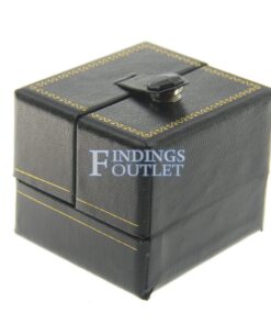 Black Leather Double Door Earring Box Display Jewelry Gift Box Closed