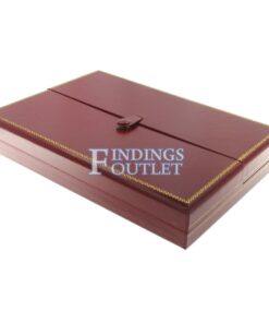 Red Leather Double Door Necklace Box Display Jewelry Gift Box Closed