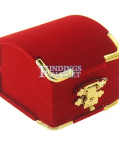 Red Velvet Treasure Chest Ring Box Display Jewelry Gift Box Closed