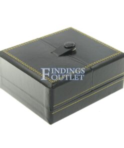 Black Leather Double Door Pendant Box Display Jewelry Gift Box Closed