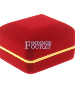 Red Velvet Gold Trim Double Ring Box Display Jewelry Gift Box Closed