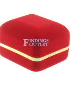 Red Velvet Gold Trim Earring Box Display Jewelry Gift Box Closed