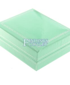 Teal Blue Leather Earring Pendant Box Display Jewelry Gift Box Closed