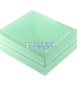 Teal Blue Leather Pendant Box Display Jewelry Gift Box Closed