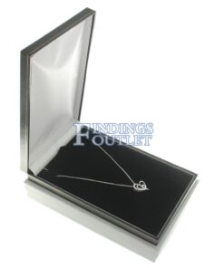 Black Leather Classic Medium Necklace Box Display Jewelry Gift Box Outer