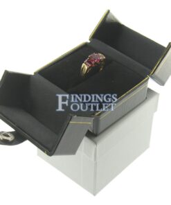 Black Leather Double Door Ring Box Display Jewelry Gift Box Outer