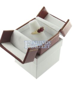 Red Leather Double Door Ring Finger Box Display Jewelry Gift Box Outer