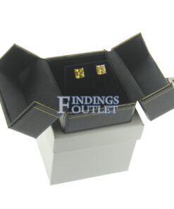 Black Leather Double Door Earring Box Display Jewelry Gift Box Outer