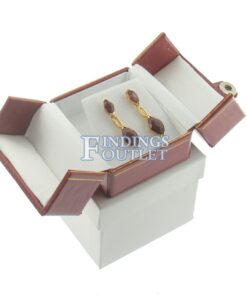 Red Leather Double Door Earring Box Display Jewelry Gift Box Outer