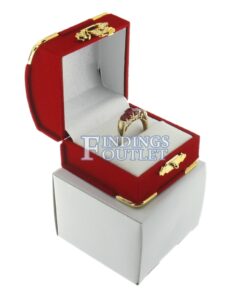 Red Velvet Treasure Chest Ring Box Display Jewelry Gift Box Outer