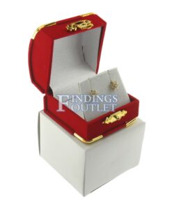 Red Velvet Treasure Chest Earring Box Display Jewelry Gift Box Outer