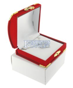 Red Velvet Treasure Chest Pendant Box Display Jewelry Gift Box Outer