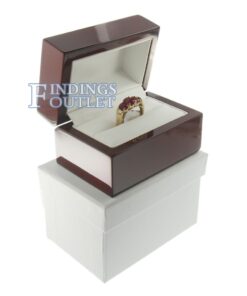 Cherry Rosewood Wooden Double Ring Box Display Jewelry Gift Box Outer