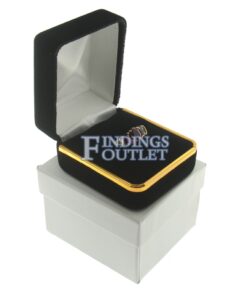 Black Velvet Gold Trim Ring Box Display Jewelry Gift Box Outer