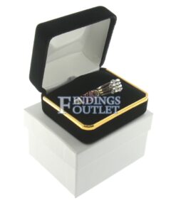 Black Velvet Gold Trim Double Ring Box Display Jewelry Gift Box Outer