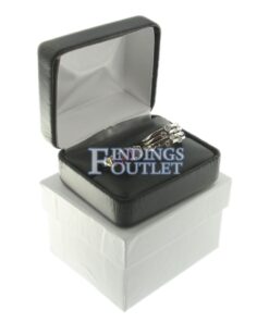 Black Leather Double Ring Box Display Jewelry Gift Box Outer