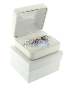 White Leather Double Ring Box Display Jewelry Gift Box Outer