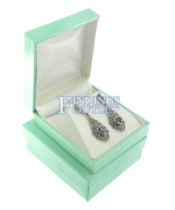 Teal Blue Leather Earring Pendant Box Display Jewelry Gift Box Outer