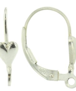 Sterling Silver 925 Leverback Earring Mounting Dangling Setting Loop & Heart USA