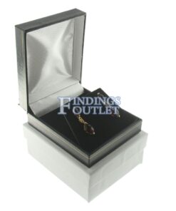 Black Leather Classic Earring Pendant Box Display Jewelry Gift Box Outer