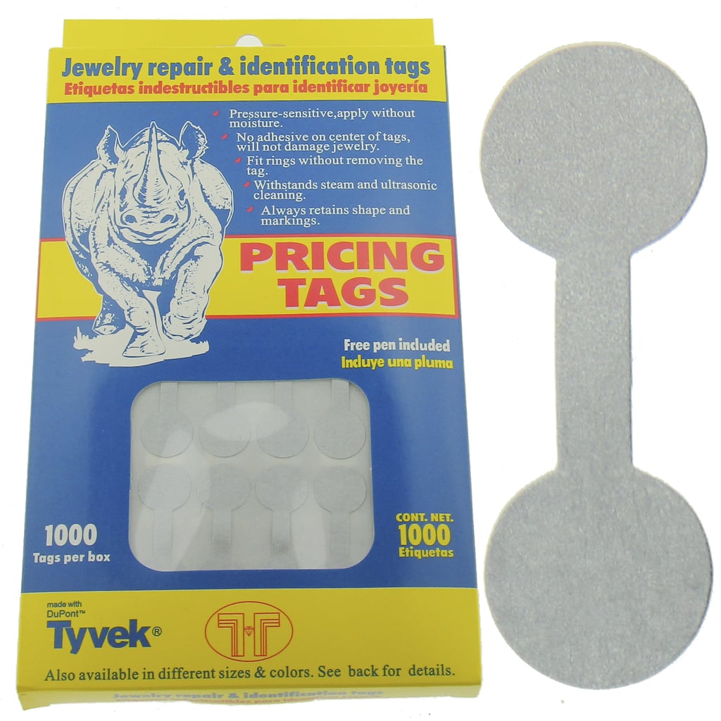 Rhino Round Silver Standard Sticker Jewelry Price Tags 1000 Pcs - Findings  Outlet