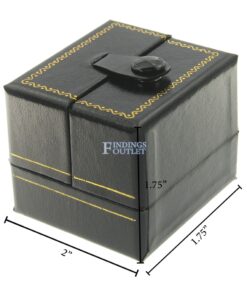 Black Leather Double Door Ring Box Display Jewelry Gift Box Dimensions