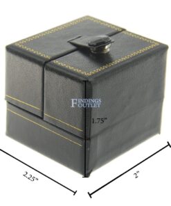 Black Leather Double Door Earring Box Display Jewelry Gift Box Dimensions