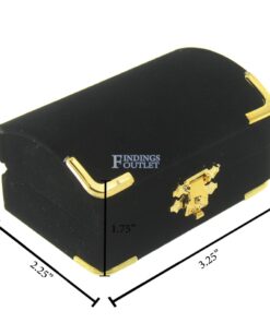 Black Velvet Treasure Chest Double Ring Box Display Jewelry Gift Box Dimensions