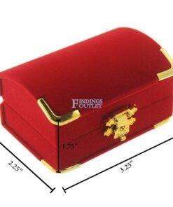 Red Velvet Treasure Chest Double Ring Box Display Jewelry Gift Box Dimensions