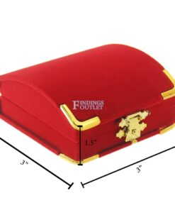 Red Velvet Treasure Chest Pendant Box Display Jewelry Gift Box Dimensions